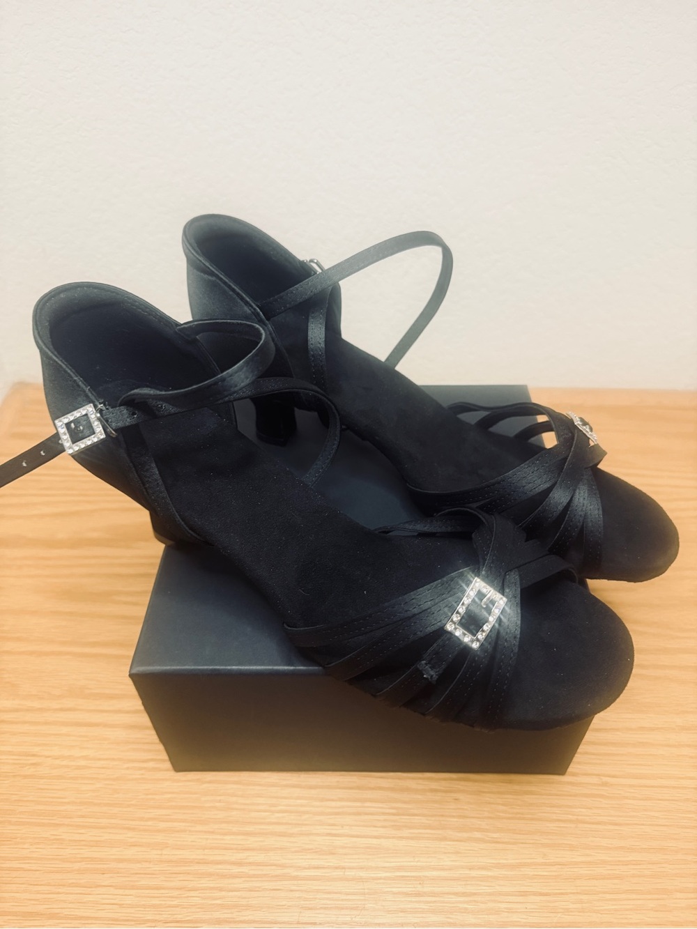 New Women’s Ballroom Shoes with Rhinestone Buckles